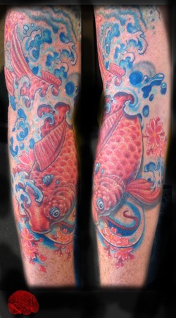 Looking for unique  Tattoos? Koi fish tattoo with cherry blossoms.